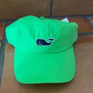 Neon green vineyard vines whale baseball cap hat